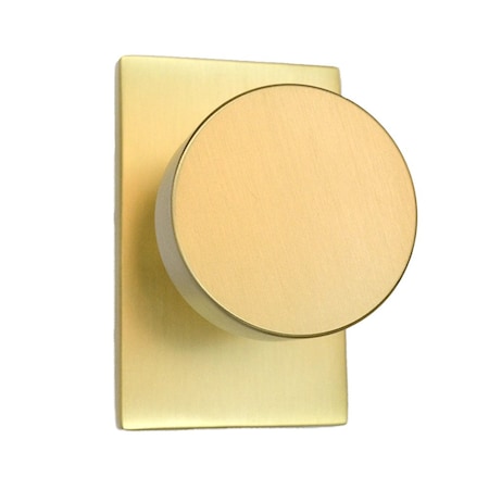 Emtek Round Knob 2-3/8 in Backset Privacy w/Modern Rectangular Rose for 1-1/4 in to 2 in Door Satin Brass 5212ROUUS4